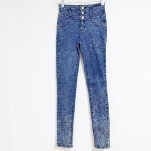 REFUGE High Waisted Super Skinny Acid Wash Blue Denim Jeans | Size 2